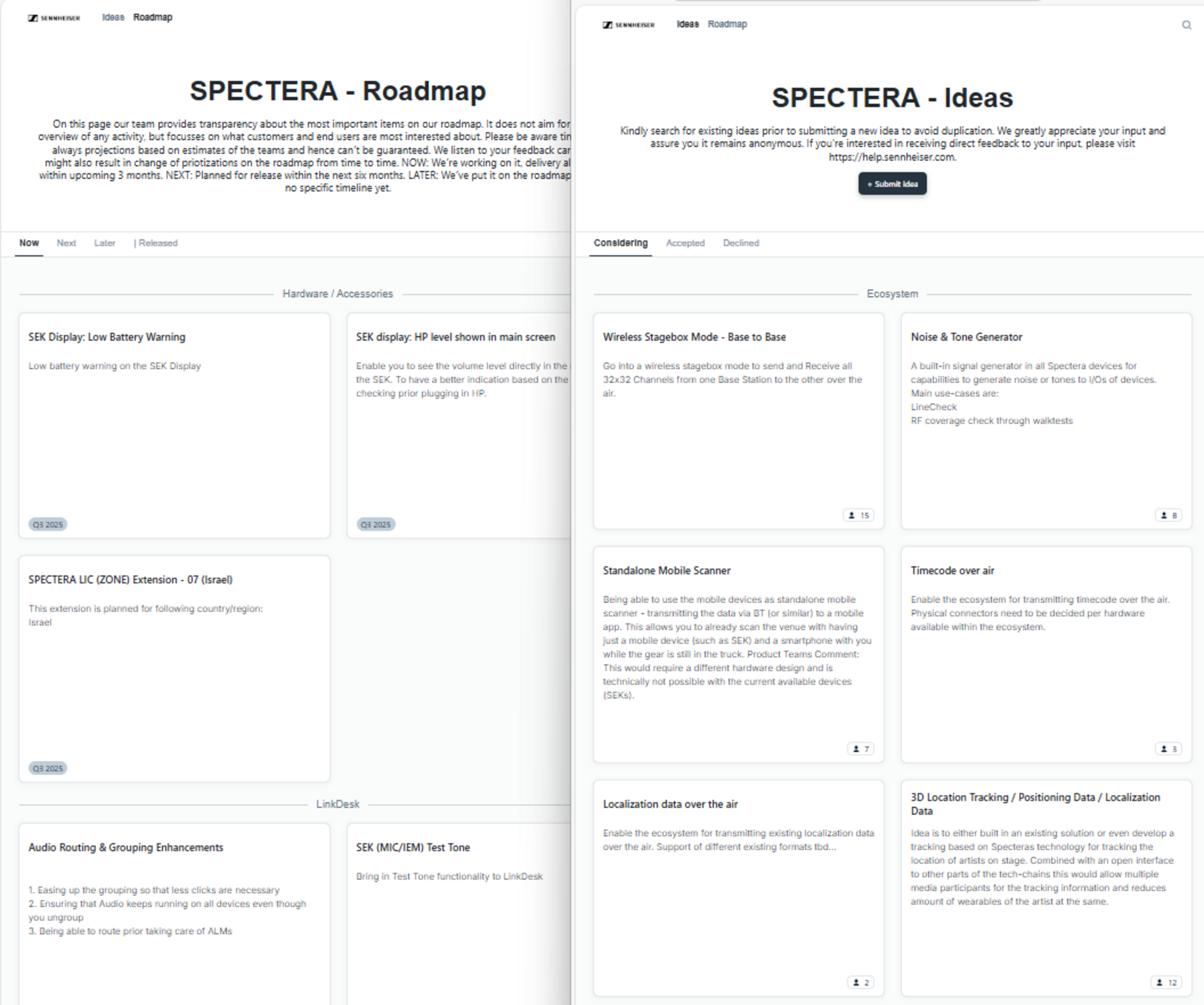 Spectera Roadmap and Idea Space
