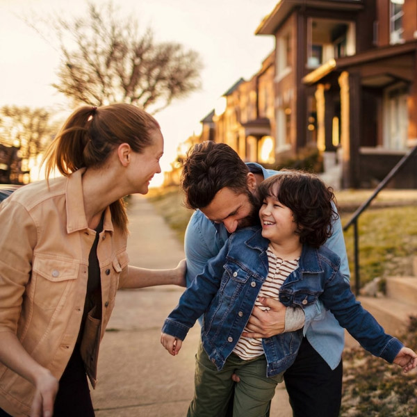 happy family laughing
