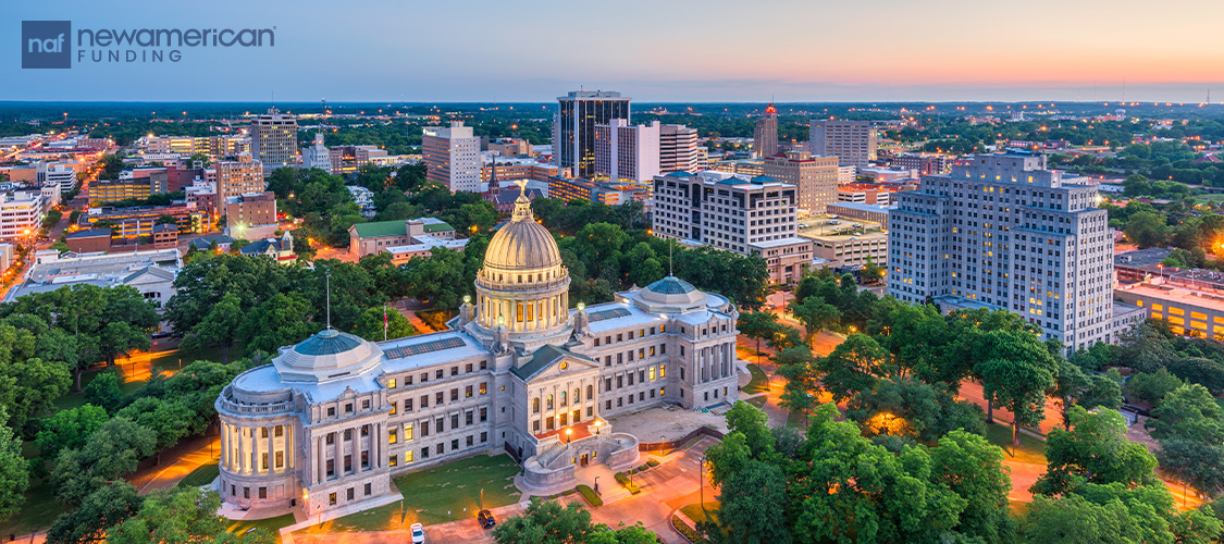 A shot of a major city in Mississippi
