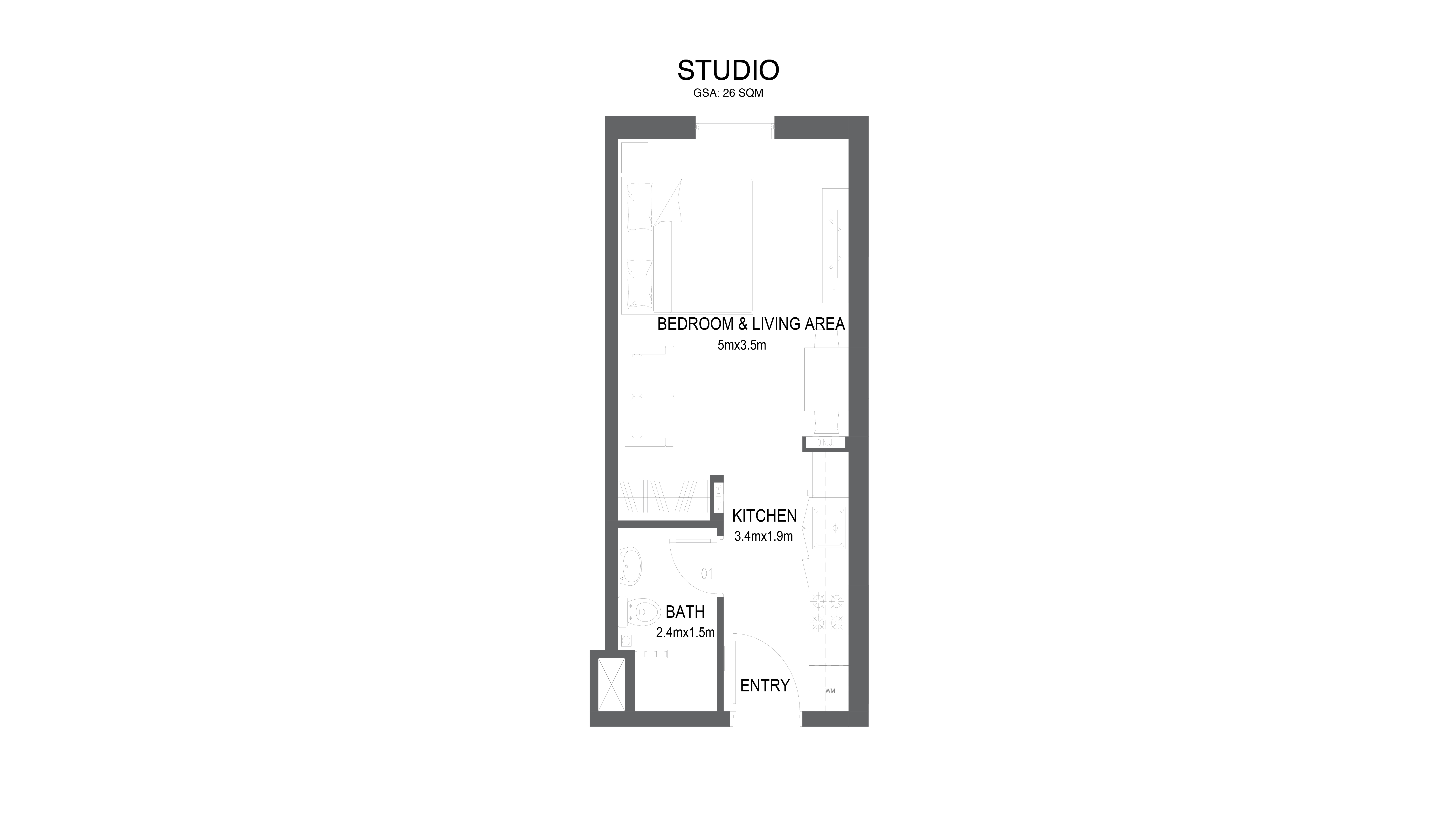 Reeman Living Studio apartment typeA floor plan