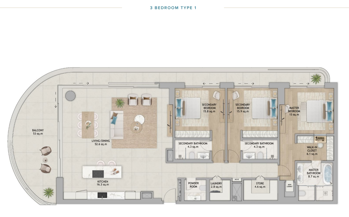 Fahid Beach Terraces Terraces apartment 3 bedroom type1 floor plan