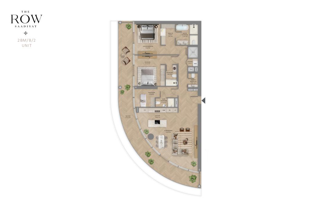 The Row Saadiyat 2 bedroom mansion 20B2 floor plan