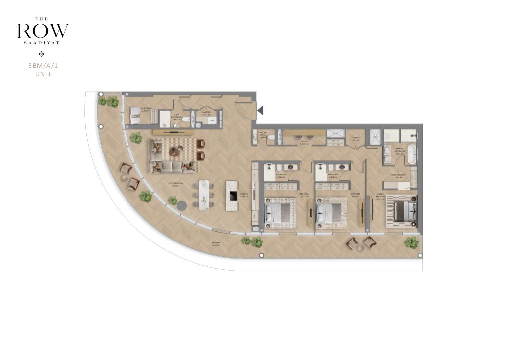 The Row Saadiyat 3 bedroom mansion 20A1 floor plan