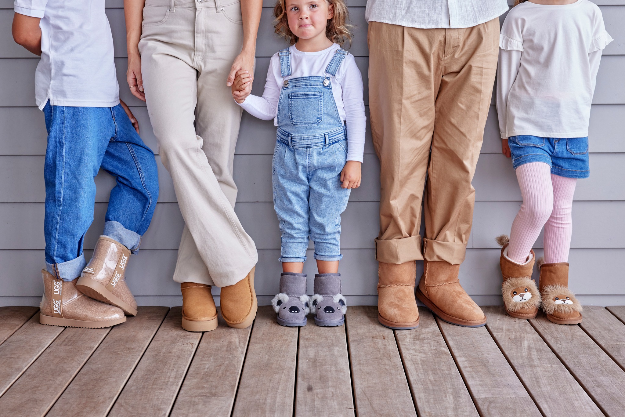 family wearing ugg boots
