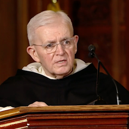 Father Gabriel O'Donnell, O.P. director of the McGivney Guild gives Address during Prayer Vigil for Priests Saint Mary’s Church, Oct. 30, 2020.