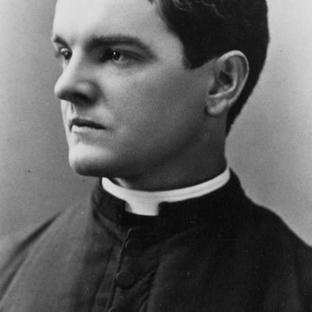 Detail of portrait of Father McGivney by Donnelly Studio.