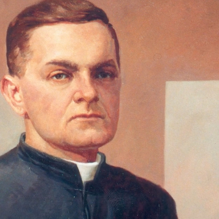 Detail of painting of Father McGivney by Father McGivney.