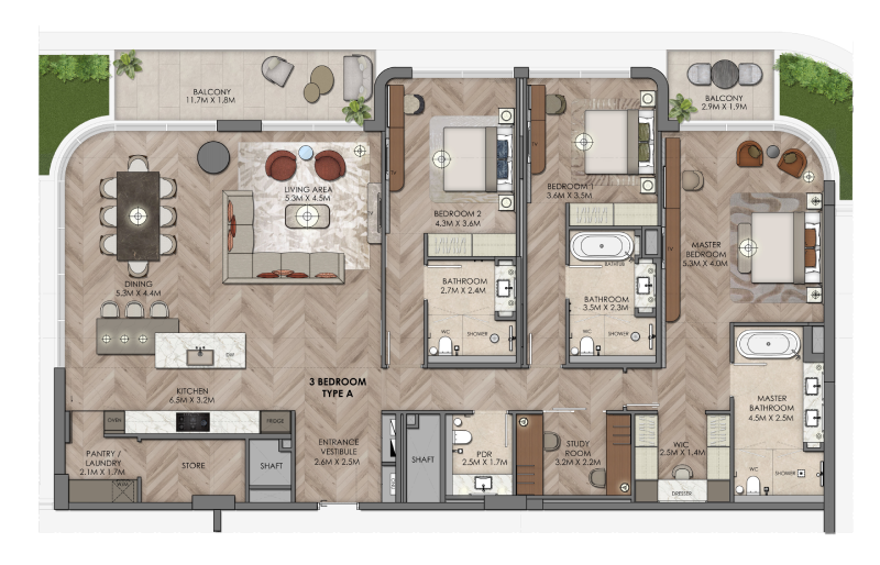 Waldorf Astoria Residences Waldorf astoria apartment 3 bedroom typeD floor plan