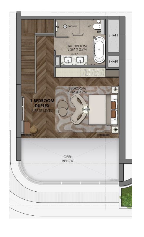 Waldorf Astoria Residences Waldorf astoria duplex 1 bedroom typeAA floor plan