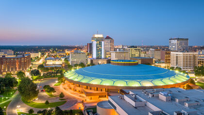 Downtown Wichita, Kansas at dusk 