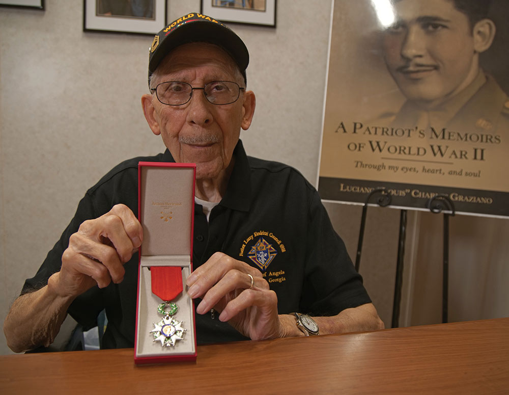 Graziano displays the French Legion of Honor medal