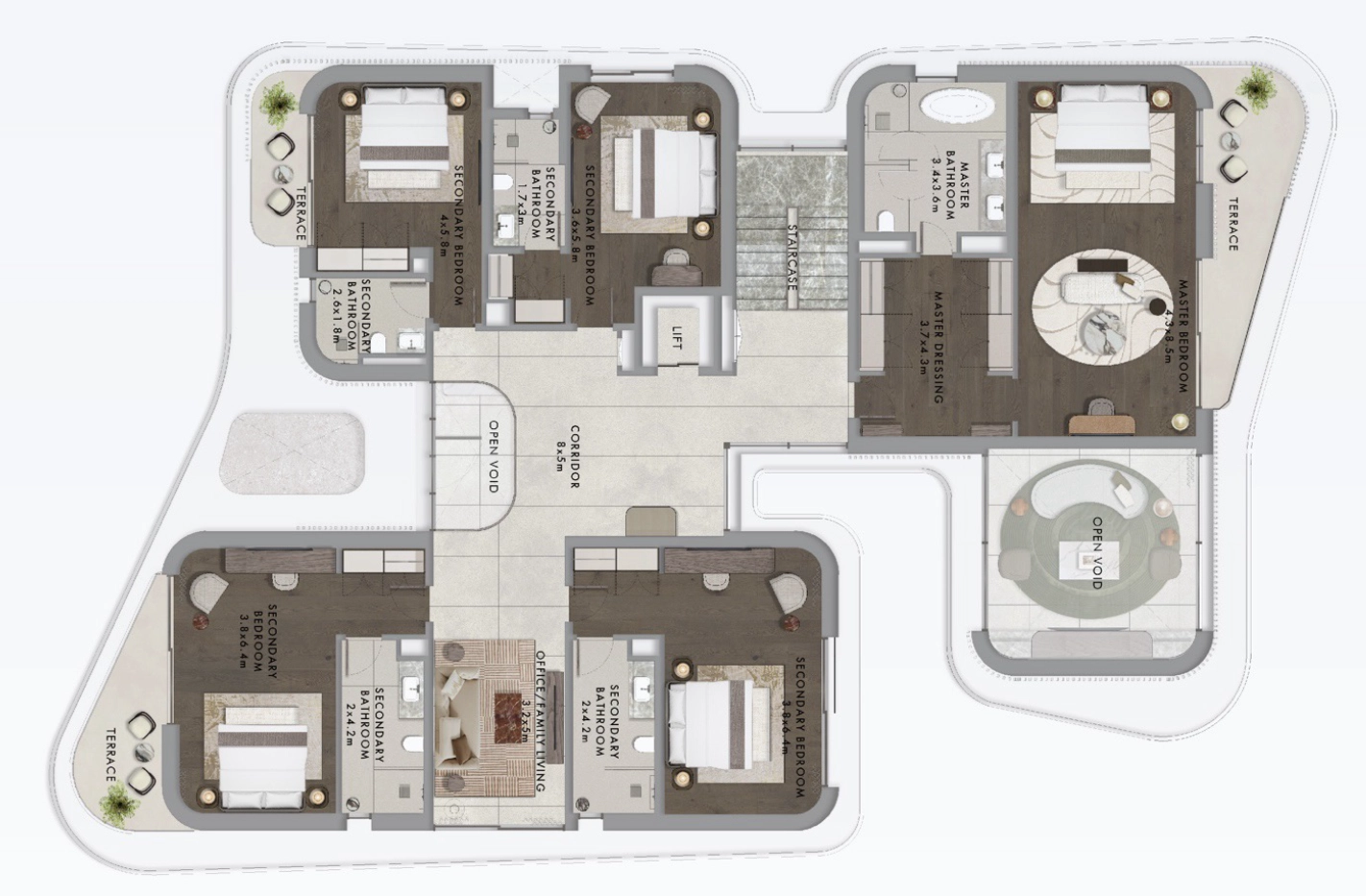 Yas Riva Yasriva villa canal dark 6 bedroom typeB floor plan