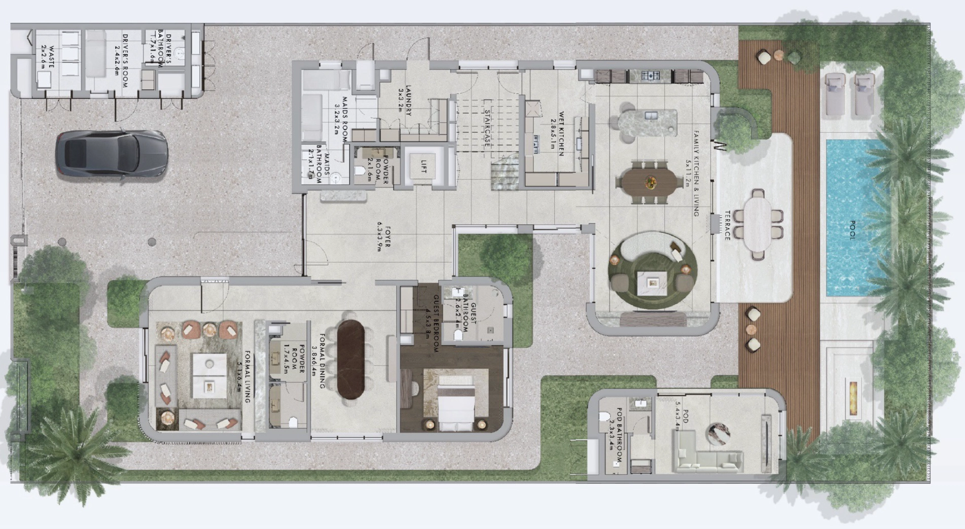 Yas Riva Yasriva villa inland dark 5 bedroom typeA floor plan