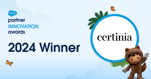 Celebrating Certinia as a 2024 winner at the Salesforce Partner Innovation Awards