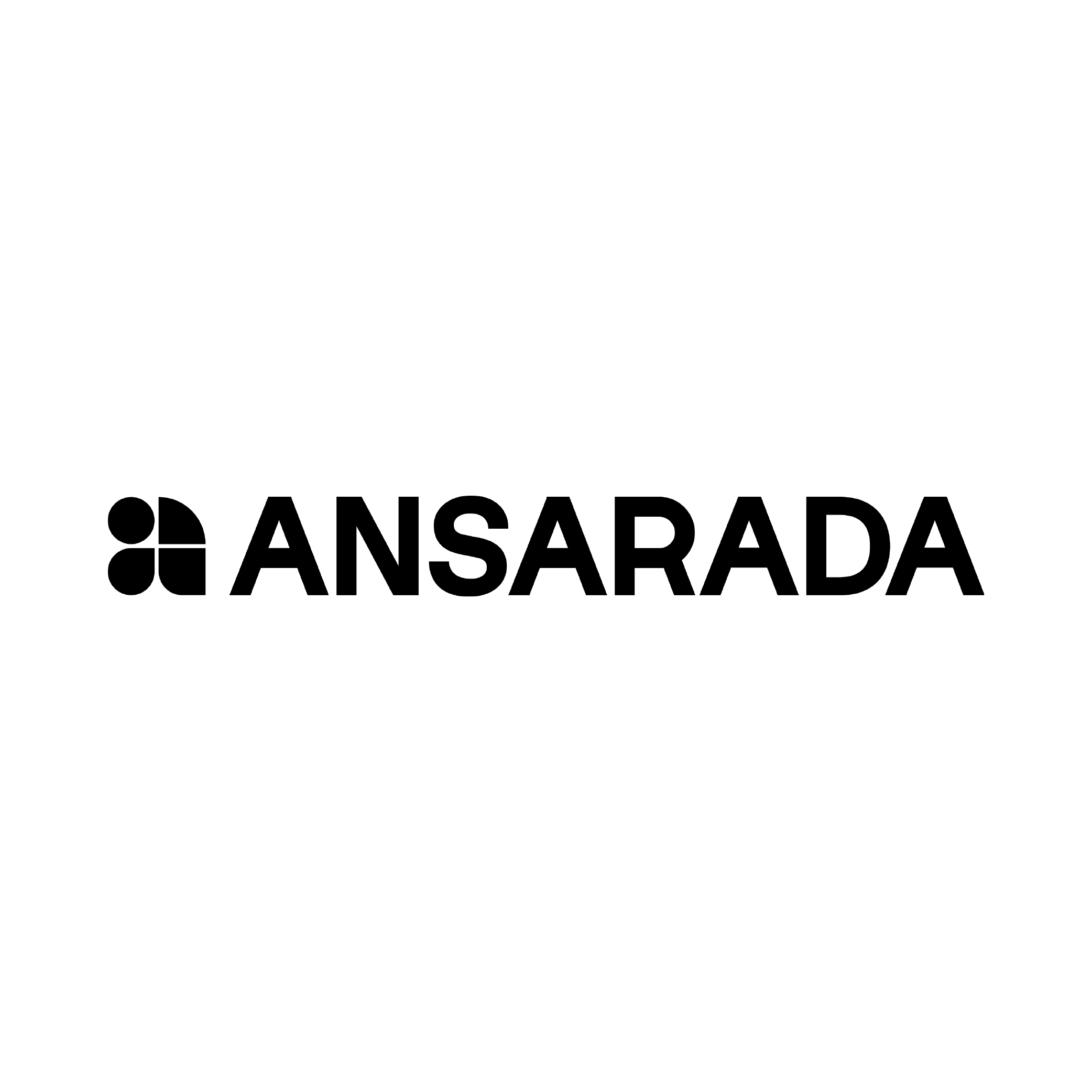 Ansarada logo with black block-letter text and a geometric black icon