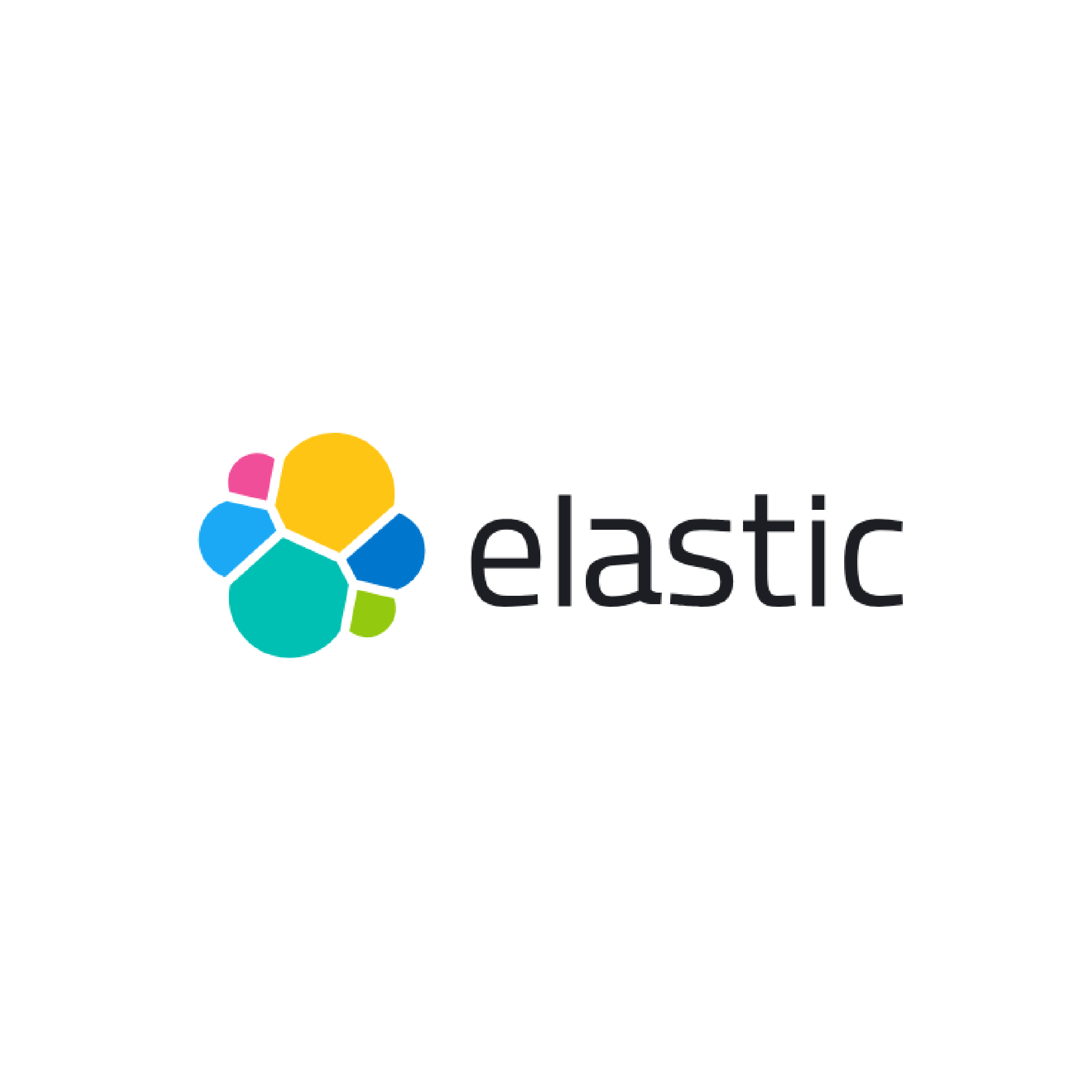 Elastic logo with a multicolored cluster icon and black text - Certinia customer
