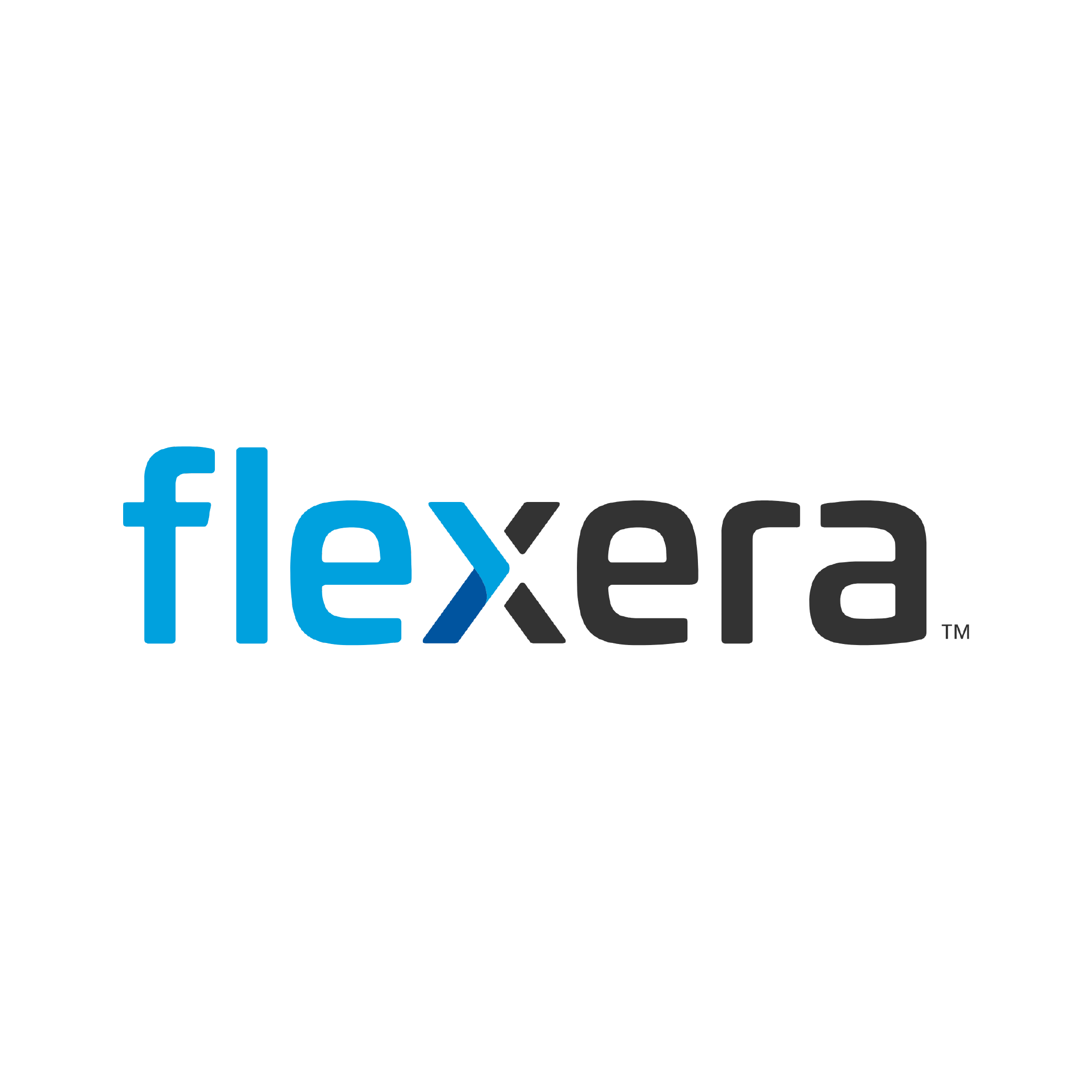 flexera logo with blue and black text and a stylized x
